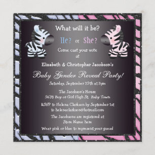 Invitation Le genre élégant de bébé indiquent les zèbres et