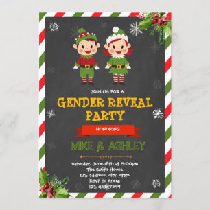Invitation Le genre elfe de Noël révèle l'invitation de la fê