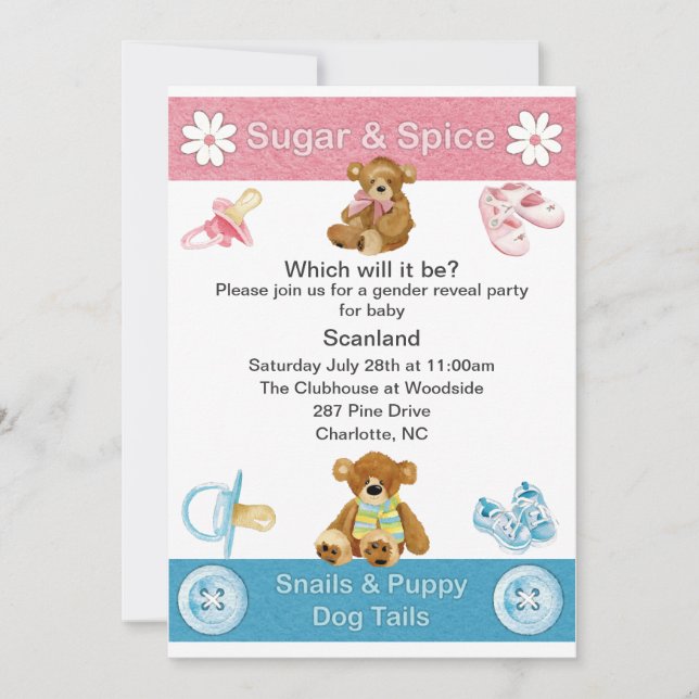 Invitation Le genre indiquent la partie (Devant)