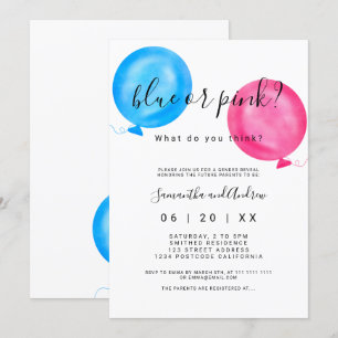 Invitation Le genre indiquent la typographie rose de ballons