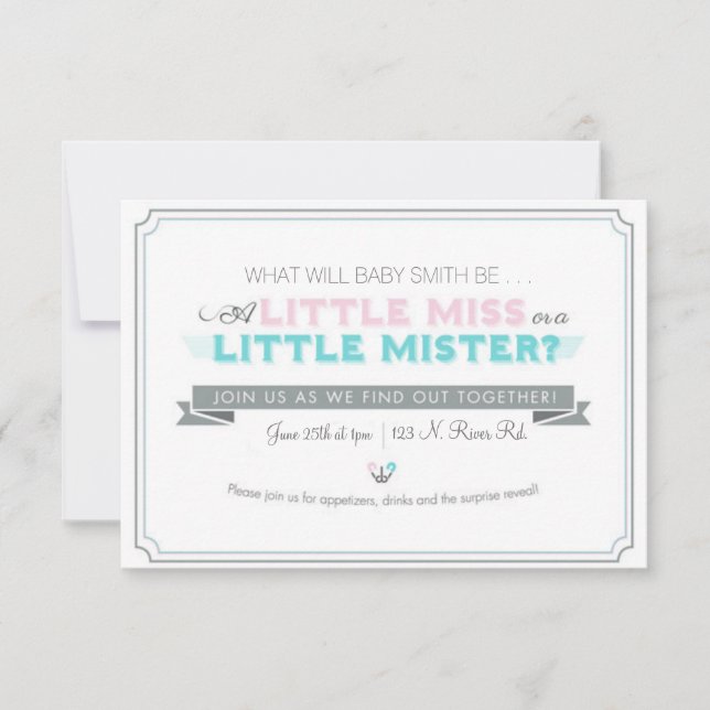Invitation Le genre indiquent le baby shower (Devant)