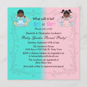 Invitation Le genre indiquent le rose et le bleu de bébés