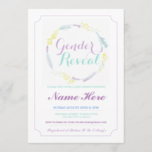 Invitation Le genre indiquent l'invitation floral rose de