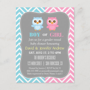 Invitation Le genre mignon de Chevron de thème de hibou de