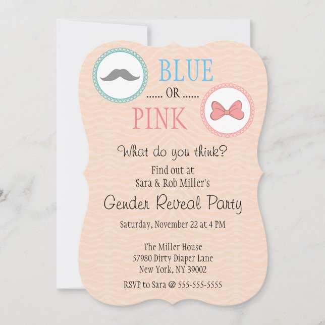Invitation Le genre mignon de moustache et d'arc indiquent (Devant)