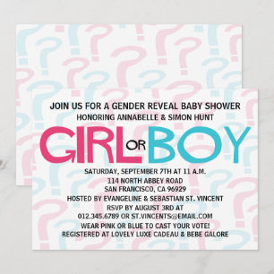 Invitation Le genre rose et bleu indiquent la partie de baby