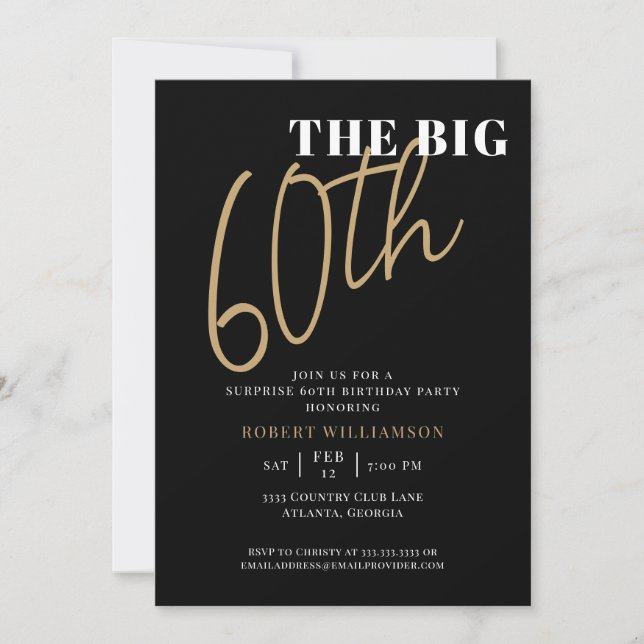 Invitation Le Grand 60e anniversaire surprenant Black Gold (Devant)
