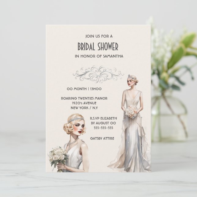 Invitation Le Grand Gatsby mariée mariée ivoire blanc (Debout devant)