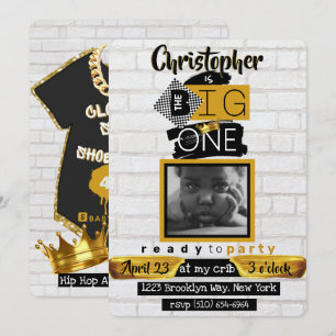 Invitation Le Gros Un Photo Anniversaire 1ère Hip Hop Rétro