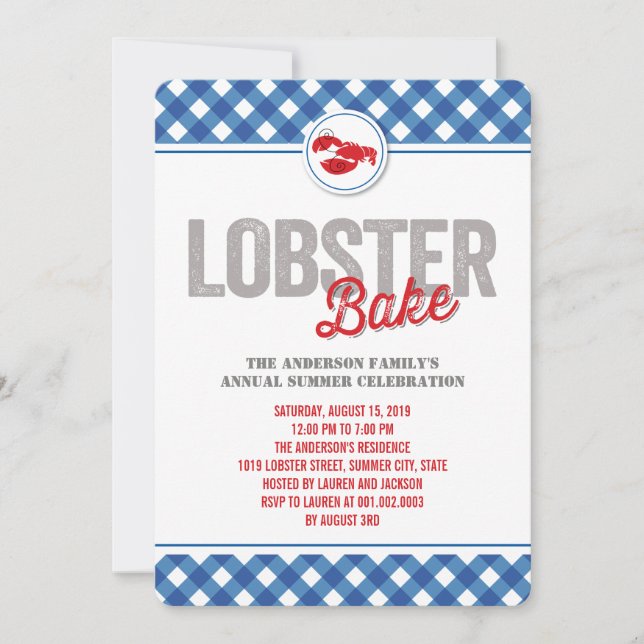 Invitation Le homard bleu de contrôles font la partie (Devant)
