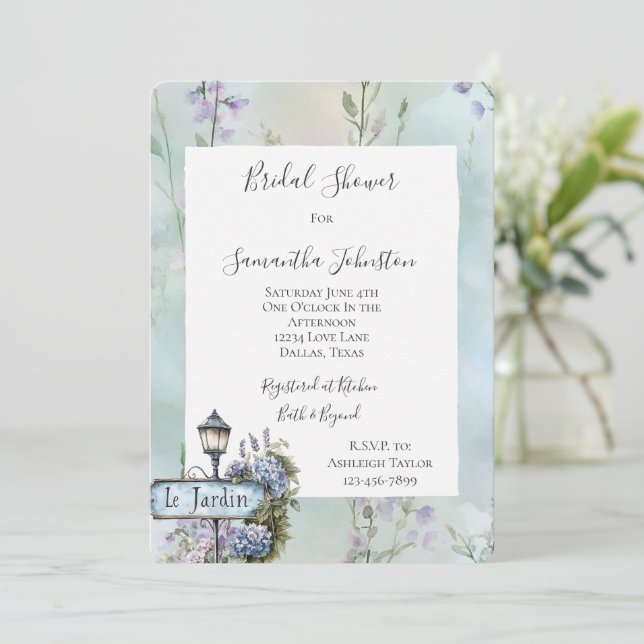 Invitation Le Jardin (jardin) Jolie Fête des mariées fleurie (Debout devant)