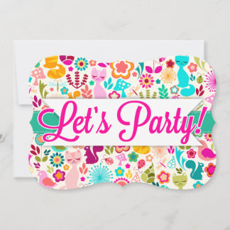 Invitation Le jardin Kitty "nous a laissés Party !"