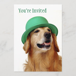 Invitation Le jour de St Patrick de golden retriever