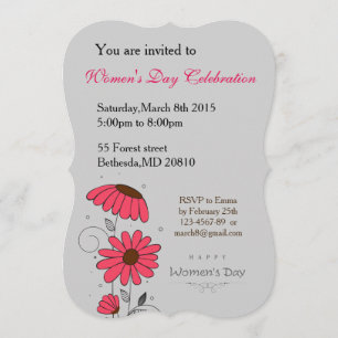 Invitation Le jour des femmes et dessiné des flowes roses