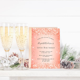 Invitation Le jour du Birthday brillait orange brillant