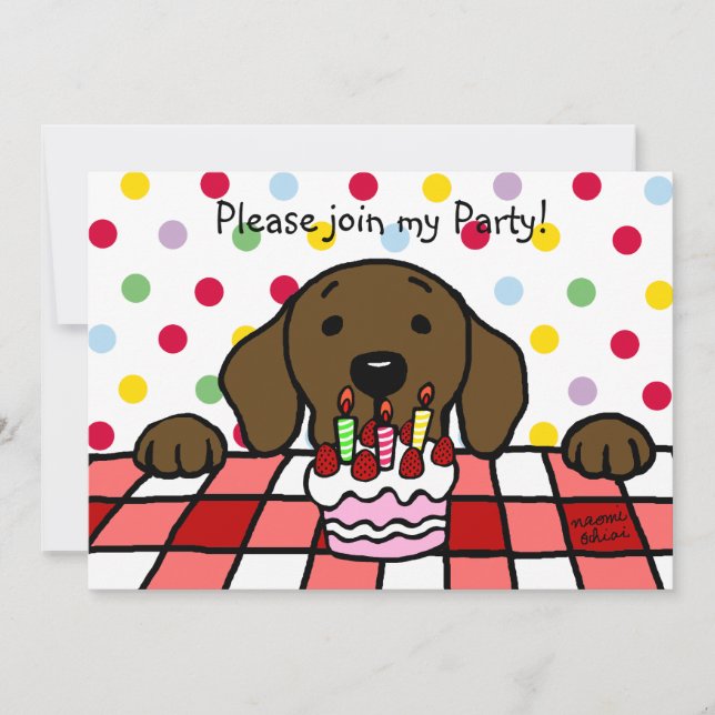 Invitation Le Labrador du chocolat vous observe Anniversaire (Devant)