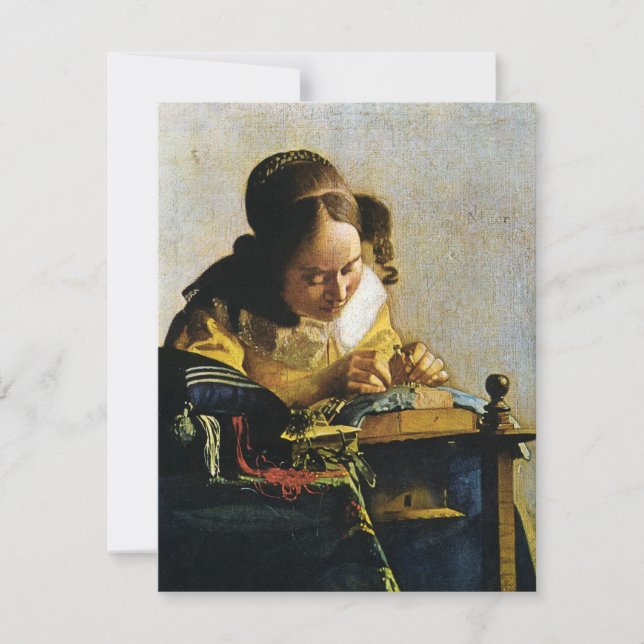 Invitation Le Lacemaker de Johannes Vermeer (vers 1670) (Devant)