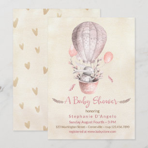 Invitation Le lapin dans le Baby shower de ballons à air chau