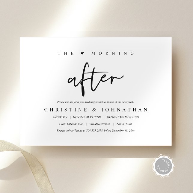 Invitation Le lendemain matin, brunch post-mariage (The morning after, post wedding brunch celebration invitation card, downloadable, Modern minimal.)