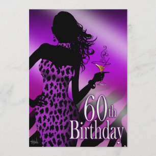 Invitation Le Léopard Zèbre de Bombshell pourpre 60e annivers
