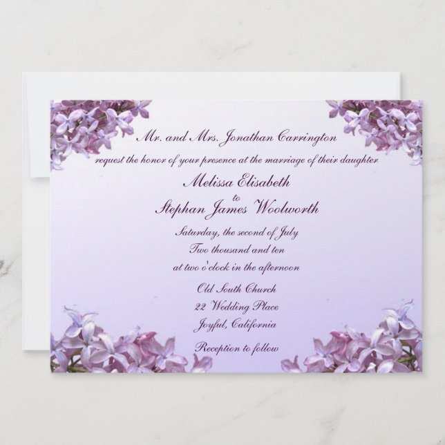 Invitation Le lilas floral fleurit le mariage (Devant)