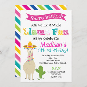 Invitation Le Llama Fun Entier - Fête d'anniversaire de Llama