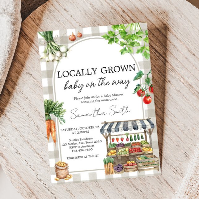 Invitation Le marché des agriculteurs Baby shower cultivé loc (Farmers Market Baby Shower Invitation)