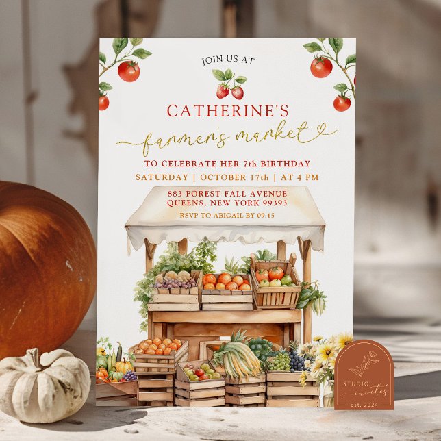Invitation Le marché des fermières tombe à tout âge Anniversa (Créateur téléchargé)