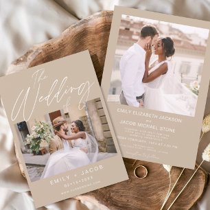 Invitation Le Mariage de deux photos minimalistes en terre cu