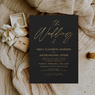 Invitation Le Mariage de Gold Black Elegant