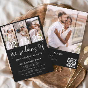 Invitation Le Mariage de Photo QR code noir blanc