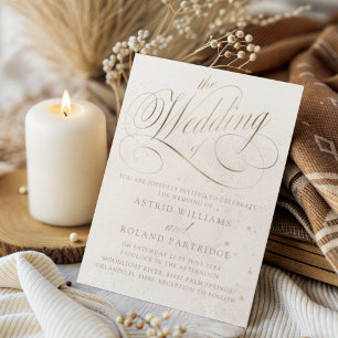 Invitation Le Mariage de Texture Or et Beige