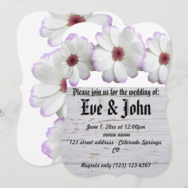 Invitation Le mariage en fleurs Destinée romantique (Devant / Derrière)