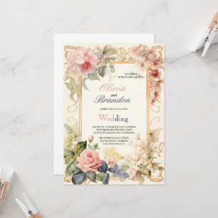 INVITATION LE MARIAGE FLEURS LE PLUS MODERNE ET ÉLÉGANT