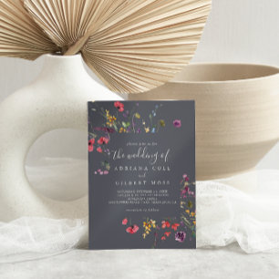 Invitation Le Mariage Floral Bleu Classique De L'Invitation