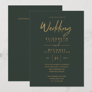 Invitation Le mariage moderne Green Gold Premium invite