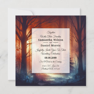 Invitation Le Mariage sous le Sortilège Automnal de la Forêt