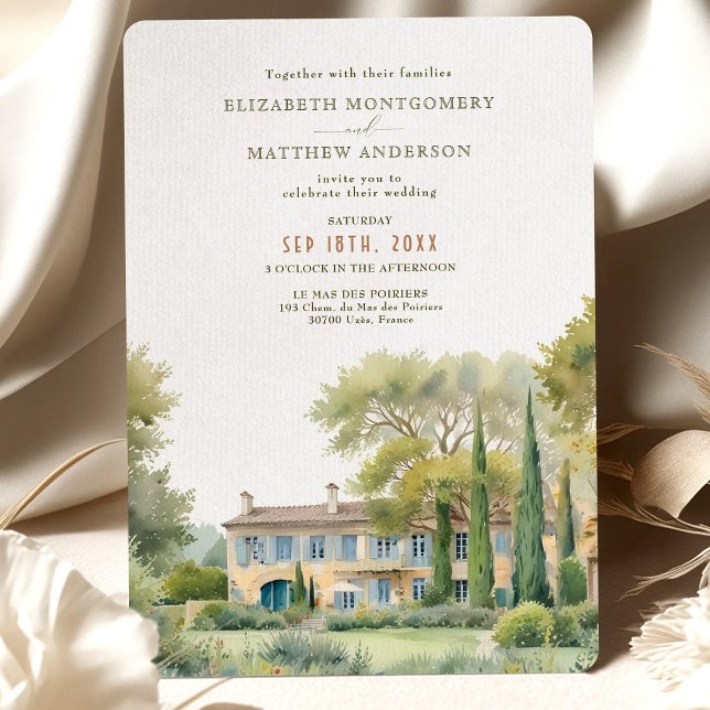 Invitation Le Mas des Poiriers Provence Jardin Mariage (Créateur téléchargé)