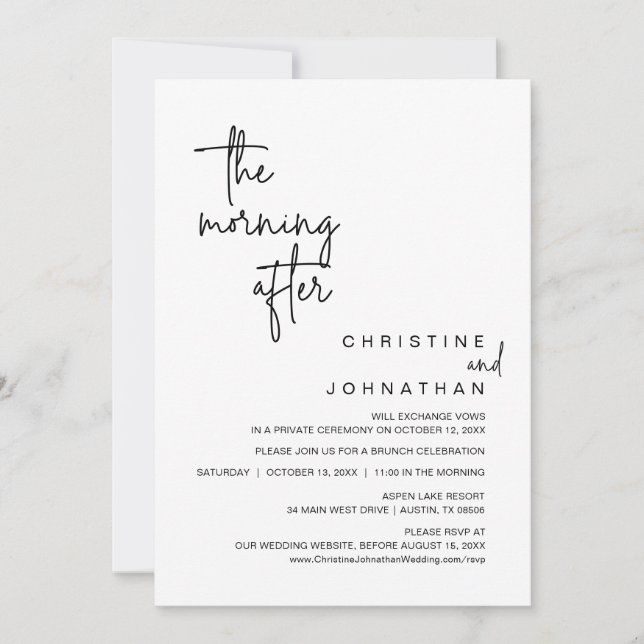 Invitation Le matin après, Mariage Elopement Brunch Invita (Devant)