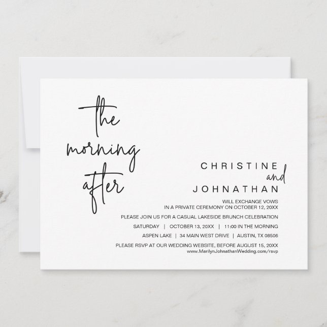 Invitation Le matin après, Mariage Elopement Brunch Invita (Devant)