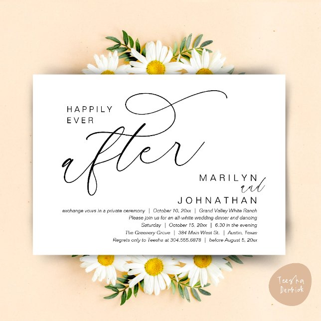 Invitation Le matin suivant, Post Mariage Brunch Merci (Romantic Happily Ever After Wedding Dinner Party Lunch Brunch Invitation PDF Card Black White)