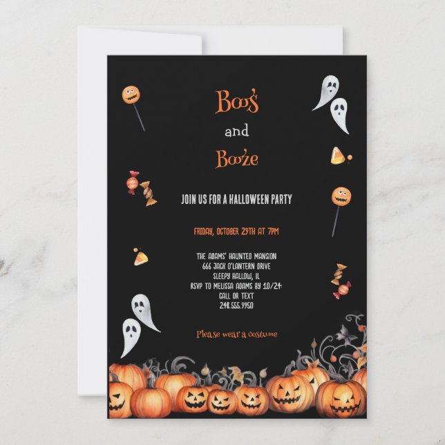 INVITATION LE MEILLEUR PARTI HALLOWEEN ORANGE ET GRIS (Devant)