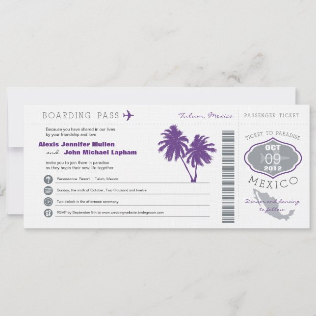 Invitation Le Mexique embarquant l'invitation de PassWedding (Devant)