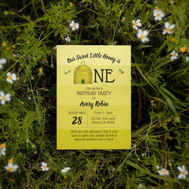 Invitation Le miel doux est un premier anniversaire (Créateur téléchargé)