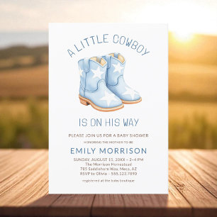 Invitation Le mignon petit cowboy sur le chemin Baby shower g