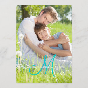 Invitation Le monogramme turquoise vert appelle le mariage