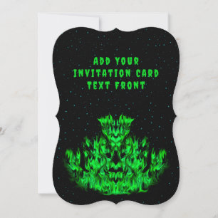 Invitation Le monstre de flamme vert dans le ciel étoilé