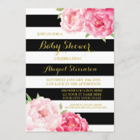 Le noir barre le baby shower de fleurs d'aquarelle