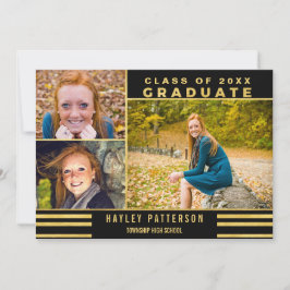 Invitation Le noir moderne d'or barre l'obtention du diplôme