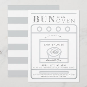 Invitation Le pain dans le Baby shower gris four